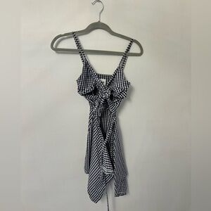 Navy and white wrap dress